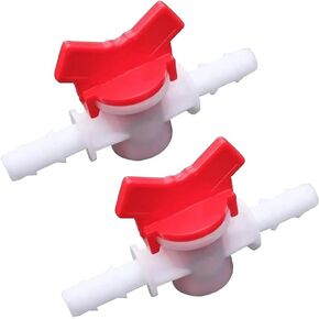 1/4“ Hose Barbed Ball Valve, Drip Irrigation Ball Valve Shut Off Switch for Drip Irrigation and Aquariums (pack of 2)