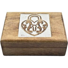 STORE INDYA Wooden Handmade Decorative Mandala Carving Wooden Jewelry Box with Whitewash finish Treasure Box Jewelry Organizer Keepsake Box Treasure Chest Trinket Holder Watch Box Gifts for her Girl
