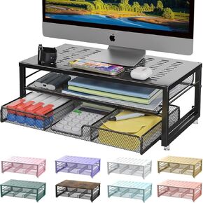 gianotter Computer Monitor Stand Riser, office organizer with Drawer, Office Organizers Storage for Classroom Office Supplies (Wood)
