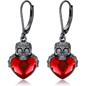 Skull Earrings 925 Sterling Silver with Crystal Skull Dangle Drop Earrings Skull Goth Jewelry Halloween Christmas Decorations Jewelry Gifts for Women Girls in Kuwait