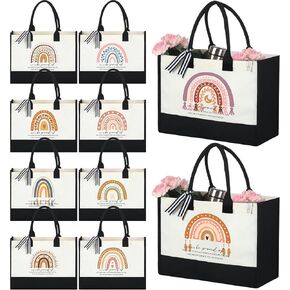 10 Pcs Employee Appreciation Gifts Coworker Inspirational Gift Thank You Canvas Tote Bags Bulk with Zipper May You Be Proud of The Work You Do Gift Bags for Retirement Women Teacher Farewell Nurse