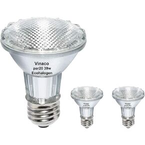 Vinaco Par20 Bulbs, 6 Pack 120V 50W Par20 Flood Light Bulbs, E26 Medium Base Long Lasting Life High Output Par20 50W Halogen Bulb -Warm Light