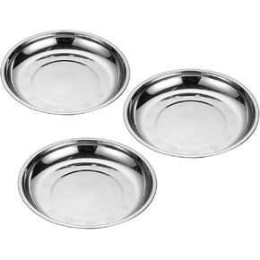 Circular Trinket Tray, 6 Pcs 7 Inch Stainless Steel Flat Bottom Serving Trays for Candy, Snack, Food, Fruit and Vegetable in Kitchen, Party and Outdoors (6)