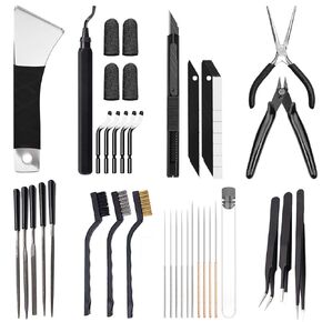 3D Printer Tools Kit Essential, 3D Printing Tools Kit, 3D Printer Accessories, Deburring Tool, Wire Cutter, Drill, Scraper for Remove, Smoothing, Finishing, Deburring, Craving, Drilling