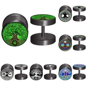 FLYUN 6Pairs Norse Viking Earrings for Men Fake Gauges Earrings Faux Plug Mens Viking Divination Earrings in Kuwait