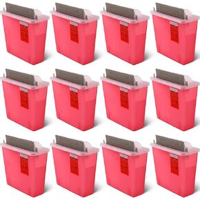 Tanlade 6 Pcs 5 Quart Sharps Container Plastic Touchless Disposal Box with Counter Balance Lid Wall Mounted Sharps Container Trash Bin for Home Office Waste in Kuwait