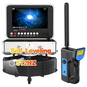 Sewer Camera with Locator, PRANITE Self Leveling Drain Camera 165FT with 512hz Transmitter, DVR Recorder, Rotate Image, Sewer Camera Endoscope IP68 Waterproof for Inspection (16GB SD Card)