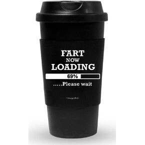 Funny Guy Mugs I Love To Fart Travel Tumbler With Removable Insulated Silicone Sleeve, Brown, 16-Ounce