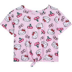 Hello Kitty Girls' T-Shirt - Short Sleeve Hello Kitty Graphic T Shirts for Girls (4-12), Size 8-10, Pink Hello Kitty Apples in Kuwait
