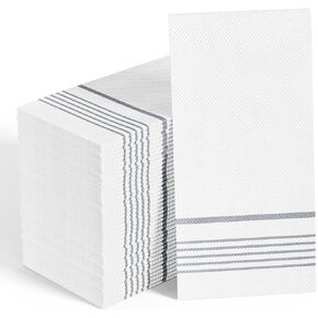 JOLLY CHEF 200 Pack Disposable Paper Napkins, Soft Bathroom Napkins for Guests, 2-Ply White Paper Hand Towels for Halloween, Wedding, Thanksgiving