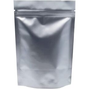 FERENLI 100 Pieces Silver 5.5x7.9 inch Pure Aluminum Foil Stand Up for Zip Mylar Bags Lock Long Term Food Storage Resealable Zipper Lock Bag Heat Seal Airtight Packaging Pouch