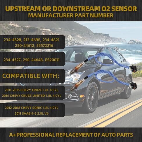 Dasbecan 234-4528 Downstream O2 Oxygen Sensor Compatible with 2011-2016 Chevy Cruze Limited 1.4L 1.8L Sonic Trax 2003-2021 Buick Encore Cadillac SRX CTS 2003-2011 SAAB 2008-2009 213-4698 55572216 in Saudi Arabia