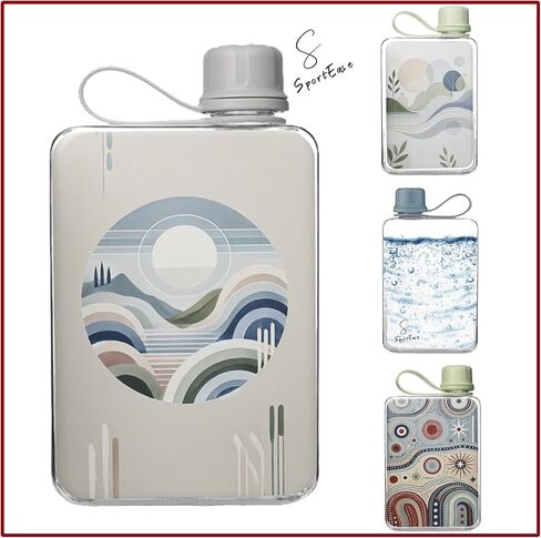 500ml Clear Flat Water Bottle With Cleaning Brush – Sleek & Minimalist, BPA-Free Leak-Proof Bottle for Gym, Travel, and Daily Use, Slim Portable Reusable Bottle for All Ages (Transparent) in Saudi Arabia
