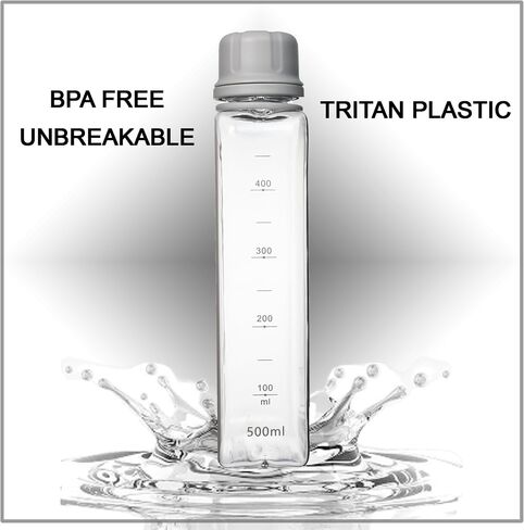 500ml Clear Flat Water Bottle With Cleaning Brush – Sleek & Minimalist, BPA-Free Leak-Proof Bottle for Gym, Travel, and Daily Use, Slim Portable Reusable Bottle for All Ages (Transparent) in Saudi Arabia