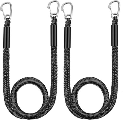 Boat Bungee Dock Llines, Double Braided Nylon Mooring Ropes for Boats, Boat Pontoon Accessories, Perfect for Jet Ski, SeaDoo, WaveRunner, Kayak, Pontoon PWC, 4 ft Black, 2 Pieces in Saudi Arabia