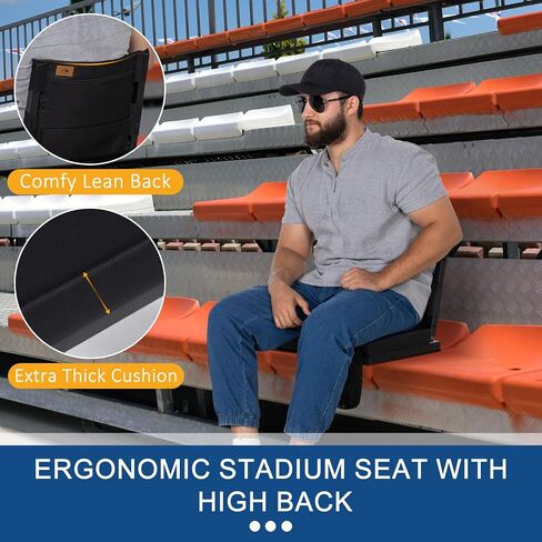 Stadium Seats for Bleachers with Back Support, Bleacher Seats with Backs and Extra Thick Padded Cushion, Includes Shoulder Straps Carry Handle, and Cup Holder Side Pockets (Green) in Saudi Arabia