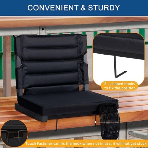 Stadium Seats for Bleachers with Back Support, Bleacher Seats with Backs and Extra Thick Padded Cushion, Includes Shoulder Straps Carry Handle, and Cup Holder Side Pockets (Green) in Saudi Arabia