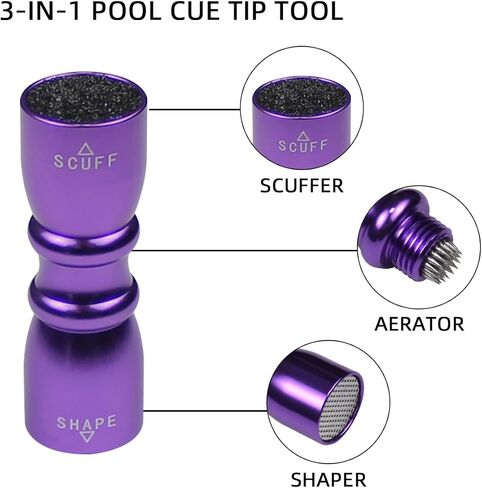 SCOTT EDWARD 3-in-1 POOL CUE TIP TIP ، أداة ملحقات CUE Billiard ، أداة Aerator Tool Cue Thit Tip ، مجدفة ، مشكل وهدايا للأزواج والأصدقاء in Kuwait