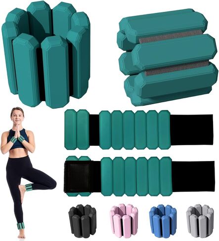 Wrist & Ankle Weights for Women Men, Adjustable Arm & Leg Weights Set of 2(1Lbs Each), Wearable Weighted Bracelet for Yoga, Pilates, Dance, Swimming, Running, Cardio, Gym Workouts in Saudi Arabia