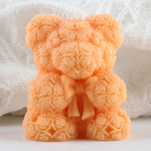 Rose Bear Candle Molds Flower Bear Silicone Candle Mold Bouquet Bear Resin Casting Mold for Valentine's Day Candle Home Decorate Mold Candle Making Mold Aromatherapy Gypsum Candles Clay Craft in Kuwait