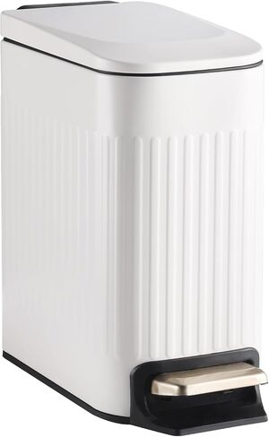 سلة القمامة النحيفة Elpheco مع الغطاء ، سلة القمامة الناعمة القريبة من الفولاذ المقاوم للصدأ ، سلة قمامة الغبار النحيفة على دلو داخلي قابل للإزالة (أسود ، 3.5 جالون) in Kuwait