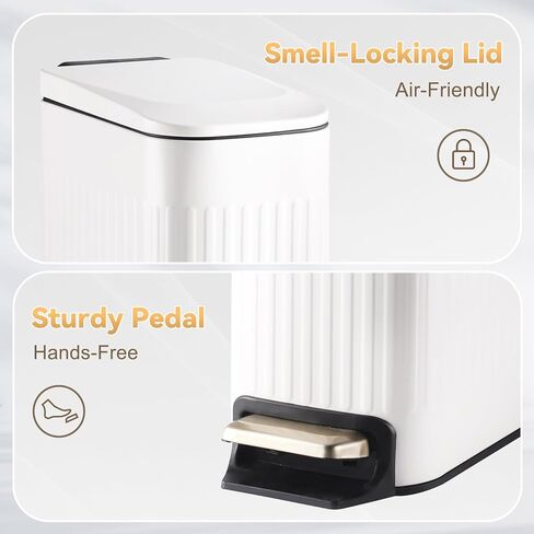 سلة القمامة النحيفة Elpheco مع الغطاء ، سلة القمامة الناعمة القريبة من الفولاذ المقاوم للصدأ ، سلة قمامة الغبار النحيفة على دلو داخلي قابل للإزالة (أسود ، 3.5 جالون) in Kuwait