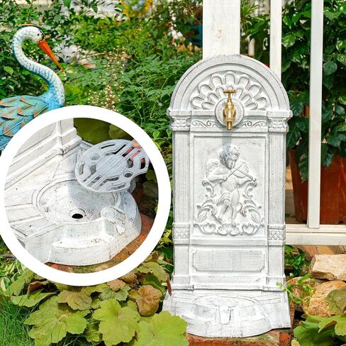 Sungmor Cast Iron Outdoor Water Column with Faucet, Freestanding Floor Mounted Hydrant Water Tap, Decorative Fountain with Faucet Retro Water Column for Garden Farm Pasture Backyard Irrigation Washing in Saudi Arabia