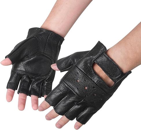 Luwint Kids Faux Leather Fingerless Gloves for Cycling Cosplay Costume Dancing, Boys Girls 4-10 Years in Saudi Arabia