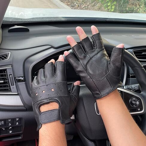 Luwint Kids Faux Leather Fingerless Gloves for Cycling Cosplay Costume Dancing, Boys Girls 4-10 Years in Saudi Arabia