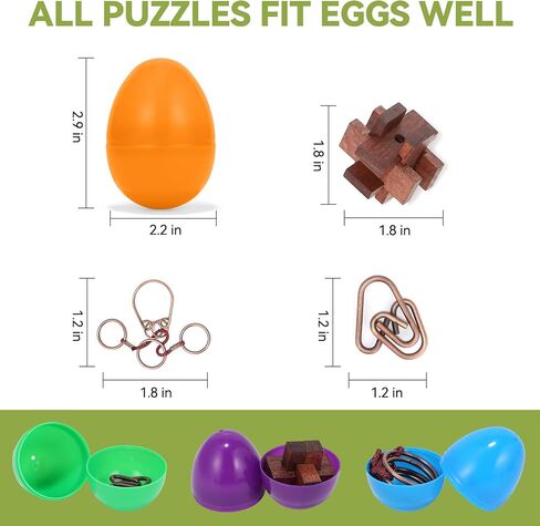 24 Pack Easter Egg Fillers with Brain Teaser Puzzles Toys, Easter Basket Stuffers for Teens, Egg Fillers for Teens Adults Older Kids, Puzzle Games for Party Favors, Gifts for Teens Adults Boys Girls in Kuwait