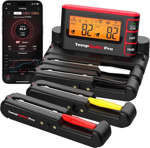 TempSpike WiFi Bluetooth Wireless Meat Thermometer Digital,Unlimited Range,Detachable Thiner Meat Probe & Standalone Base,1050°F Heat Resistance,Food Thermometer for Cooking Grilling BBQ Gifts for Men in Saudi Arabia