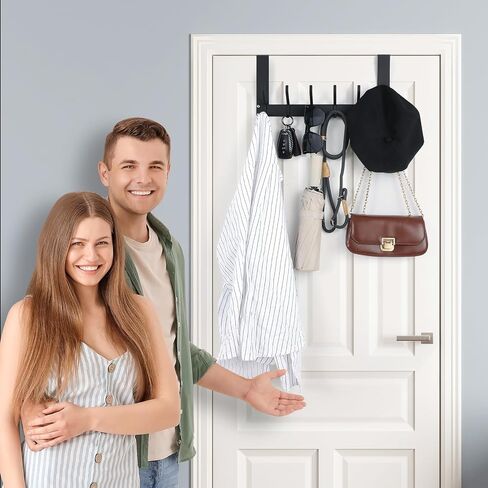 Foldable Over The Door Hook,No Assembly Required Door Hanger Hook,Sturdy Over The Door Towel Rack,Over The Door Hanger Door Hooks for Hanging Clothes,Backpack,Coat Rack Hat Rack for door,White in Saudi Arabia