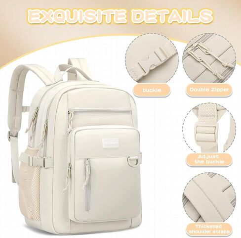 PRAGARI Kids Backpack for School Cute Aesthetic Beige Backpack Girls Student Bookbag Women Travel Lightweight Book Bag in Kuwait
