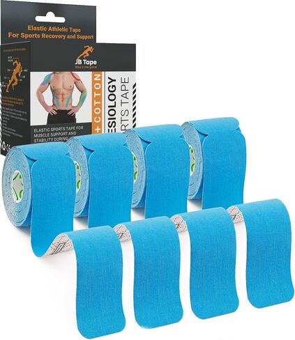 JB Tape, Precut Kinesiology Strips 4 Rolls- (80 Count, 10") Elastic, Latex-Free, Water Resistant, Athletic Sports Tape for Body, Joint & Muscle Support. (Black) in Saudi Arabia