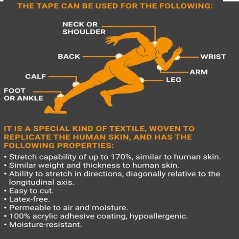 JB Tape, Precut Kinesiology Strips 4 Rolls- (80 Count, 10") Elastic, Latex-Free, Water Resistant, Athletic Sports Tape for Body, Joint & Muscle Support. (Black) in Saudi Arabia