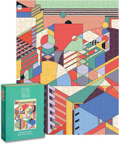 Galison Frank Lloyd Wright Saguaro Forms and Cactus Flowers Gold Foil Puzzle, 1,000 Pieces, 20"x27" – Fun, Relaxing and Challenging – Gold Foil Added to Image Brings New Flavor to Iconic Piece of Art in Saudi Arabia
