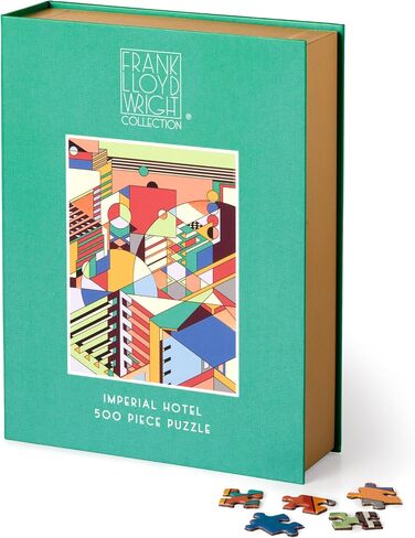 Galison Frank Lloyd Wright Saguaro Forms and Cactus Flowers Gold Foil Puzzle, 1,000 Pieces, 20"x27" – Fun, Relaxing and Challenging – Gold Foil Added to Image Brings New Flavor to Iconic Piece of Art in Saudi Arabia