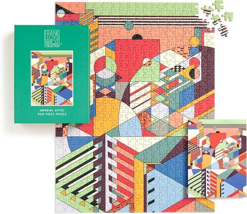 Galison Frank Lloyd Wright Saguaro Forms and Cactus Flowers Gold Foil Puzzle, 1,000 Pieces, 20"x27" – Fun, Relaxing and Challenging – Gold Foil Added to Image Brings New Flavor to Iconic Piece of Art in Saudi Arabia