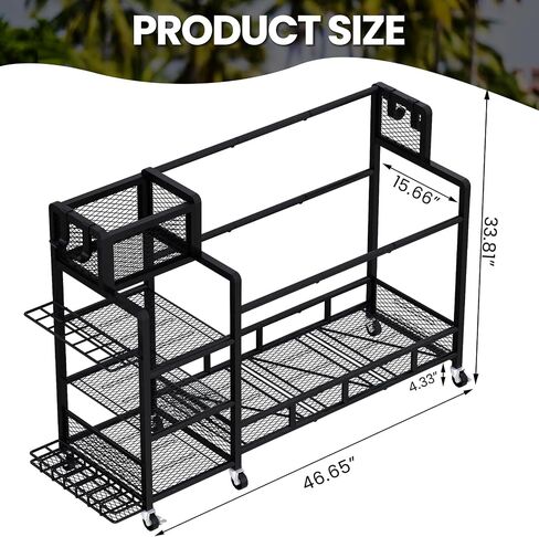 Recaceik Golf Storage Garage Organizer Large Size,Golf Bag Storage Stand and Other Golfing Accessories Rack, Metal with Wheels Golf Club Storage for Garage Shed and Basement (Black) in Saudi Arabia