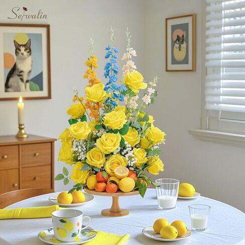 Serwalin 30pcs Artificial Roses Flowers, Orange Roses with Long Stems Realistic Fake Silk Roses Flowers for DIY Wedding Bouquet Arrangement Centerpieces Party Home Table Decorations in Kuwait