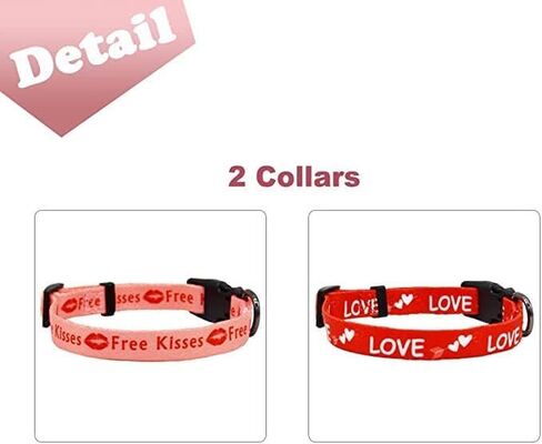2 Pack Valentine’s Day Dog Collar Adjustable Heavy Duty Nylon Holiday Pet Collars Red and Pink Small in Kuwait