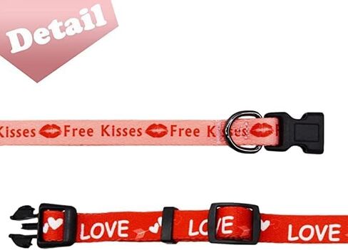 2 Pack Valentine’s Day Dog Collar Adjustable Heavy Duty Nylon Holiday Pet Collars Red and Pink Small in Kuwait