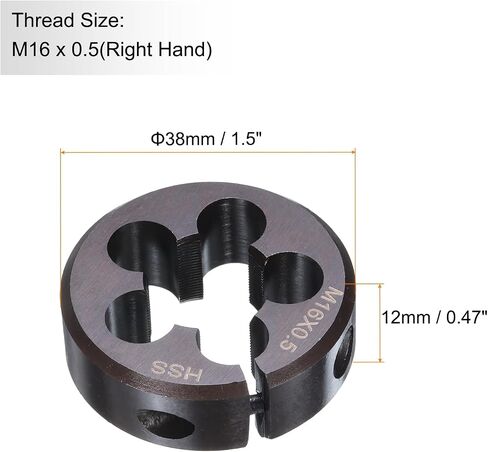 HARFINGTON Round Threading Die M17 x 2 Metric Thread 38mm OD Adjustable Right Hand High-Speed Steel (HSS) Round Die Screw Thread Cutting Die for Thread Repair in Saudi Arabia