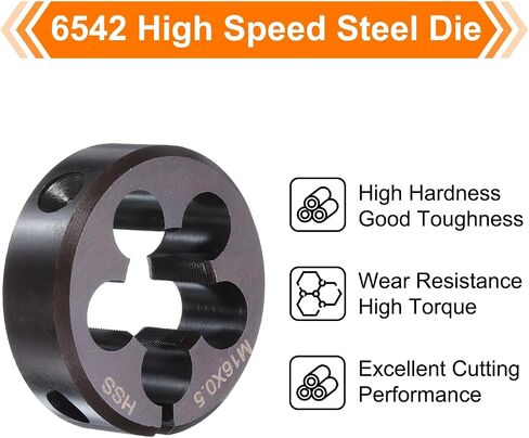 HARFINGTON Round Threading Die M17 x 2 Metric Thread 38mm OD Adjustable Right Hand High-Speed Steel (HSS) Round Die Screw Thread Cutting Die for Thread Repair in Saudi Arabia