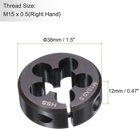 HARFINGTON Round Threading Die M17 x 2 Metric Thread 38mm OD Adjustable Right Hand High-Speed Steel (HSS) Round Die Screw Thread Cutting Die for Thread Repair in Saudi Arabia