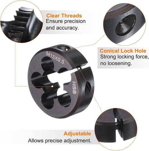 HARFINGTON Round Threading Die M17 x 2 Metric Thread 38mm OD Adjustable Right Hand High-Speed Steel (HSS) Round Die Screw Thread Cutting Die for Thread Repair in Saudi Arabia
