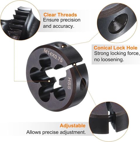 Harfington Round Threading Die M17 × 2 سلسلة متري 38 مم OD قابلة للتعديل اليمنى من الصلب عالي السرعة (HSS) جولة يموت المسمار قطع خيط يموت لإصلاح الخيط in Saudi Arabia