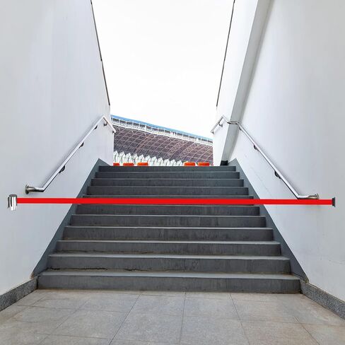 PATIKIL Fixed Wall Mount Retractable Belt Barrier, 2 Pcs 16.4 Feet Fixed Retractable Belt Barrier with Steel Case for Crowd Control Grocery Retail Store Stadium, Black/Dark Blue in Kuwait