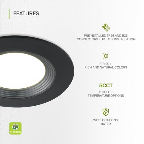 ASD Retrofit LED Recessed Lighting 5/6 Inch | 12W 1009Lm Wet Rated Dimmable Ceiling LED Downlights | 2700K-5000K Adjustable CRI90 Bronze LED Room Recessed Light Fixtures | LED Can Lights 6 Pack in Saudi Arabia