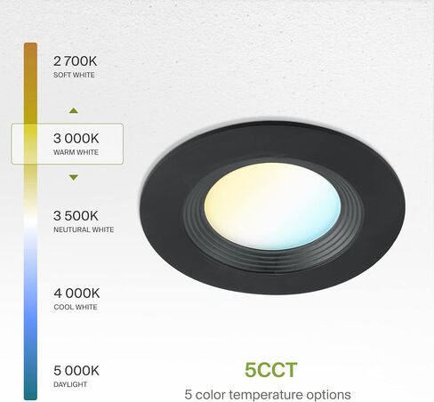 ASD Retrofit LED Recessed Lighting 5/6 Inch | 12W 1009Lm Wet Rated Dimmable Ceiling LED Downlights | 2700K-5000K Adjustable CRI90 Bronze LED Room Recessed Light Fixtures | LED Can Lights 6 Pack in Saudi Arabia